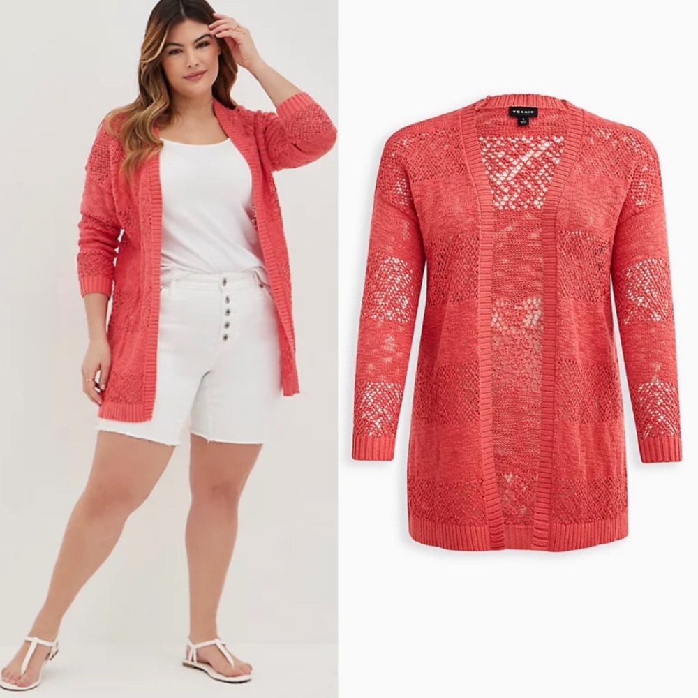 TORRID OPEN STITCH CARDIGAN OPEN FRONT SWEATER
